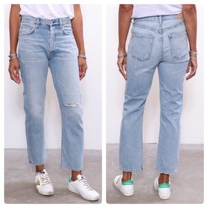 Citizens Of Humanity McKenzie Curved Straight Crop Jeans Blazing Star Size 26